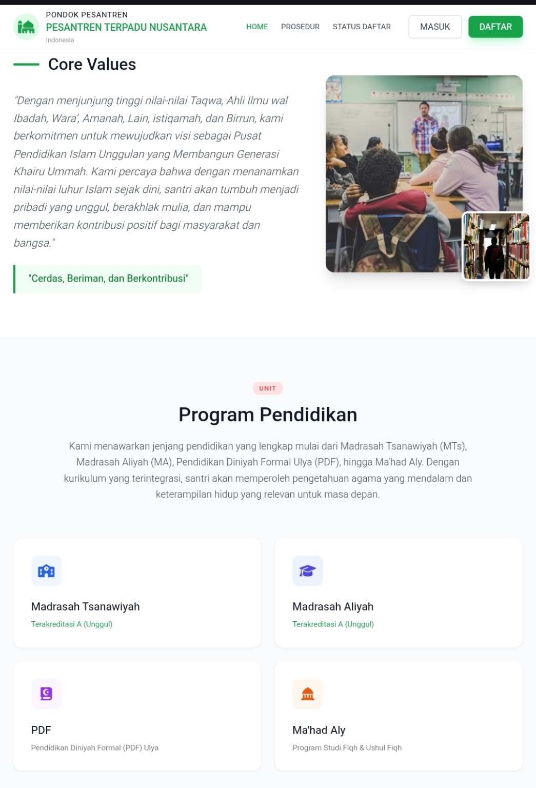 Program pendidikan pada landing SIAKAD PRO